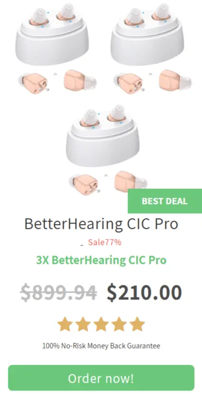 Better Hearing CIC Pro offer package price 